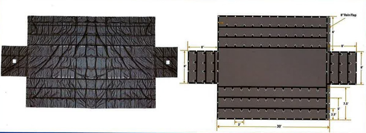 24' X30' Flatbed Truck Lumber Tarp With Double 8' Drop & Flap