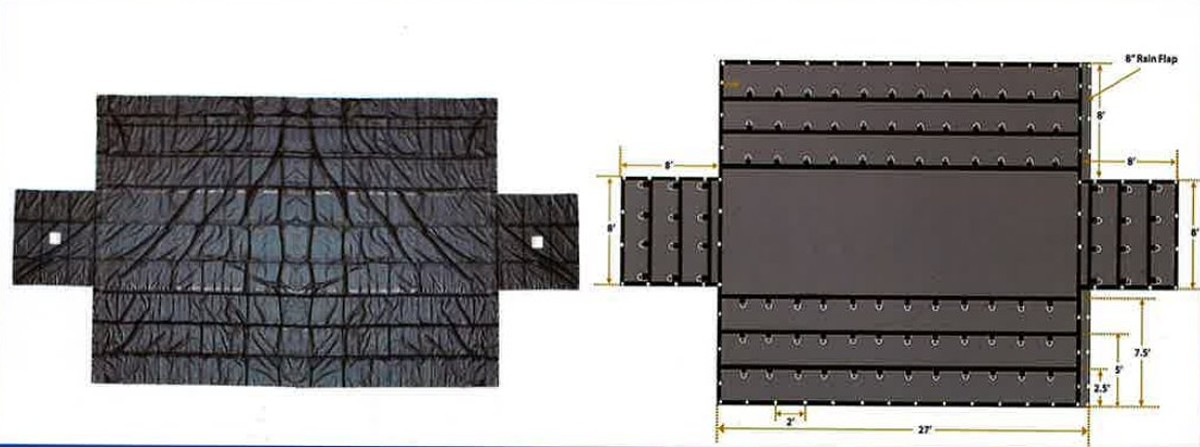 24' X27' Flatbed Truck Lumber Tarp With Double 8' Drop & Flap
