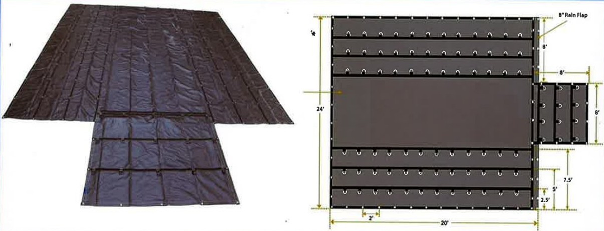 24' X20' Flatbed Truck Lumber Tarp With 8' Drop & Flap