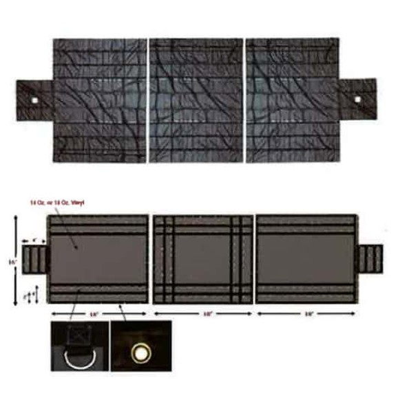3 Pc 16' X18' Flatbed Truck Lumber Tarp With 4' Drop & Flap