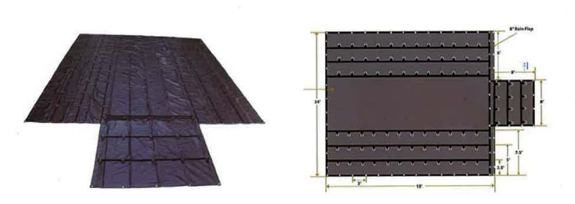 24' X18' Flatbed Truck Lumber Tarp With 8' Drop & Flap