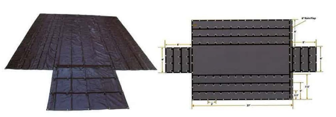24' X27' Flatbed Truck Tarp With 8' Drop & Flap